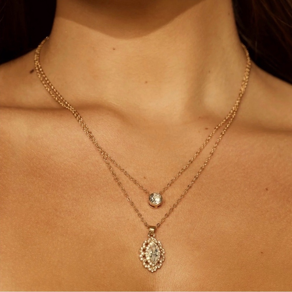 Opulent Ice Gold Layered Necklace
